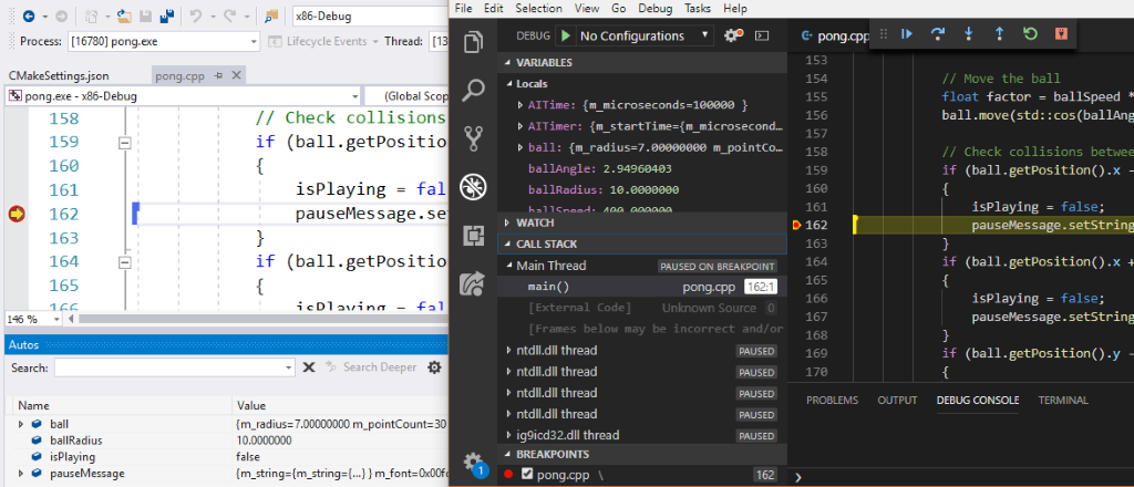 ▲左侧是 Visual Studio 2019，右侧是 Visual Studio Code