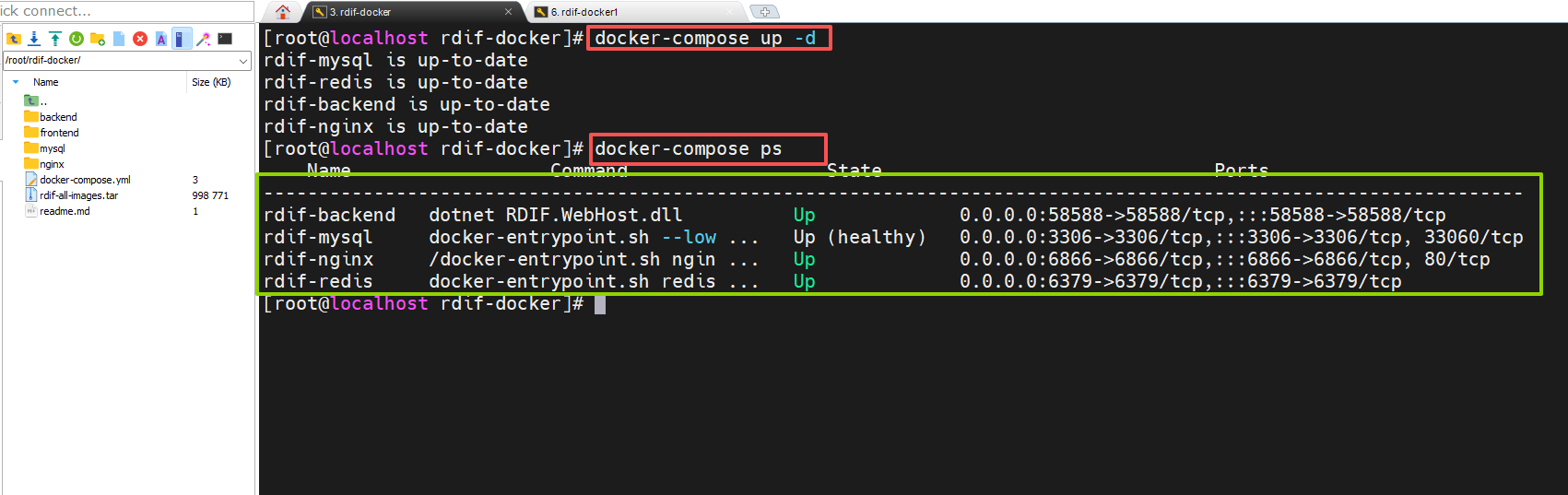 docker-compose ps
